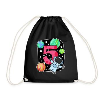 5 birthday boy - 5 years old - I am 5 - Drawstring Bag - black - Front