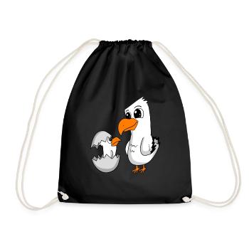 Seagull with baby Seagull - Drawstring Bag - black - Front