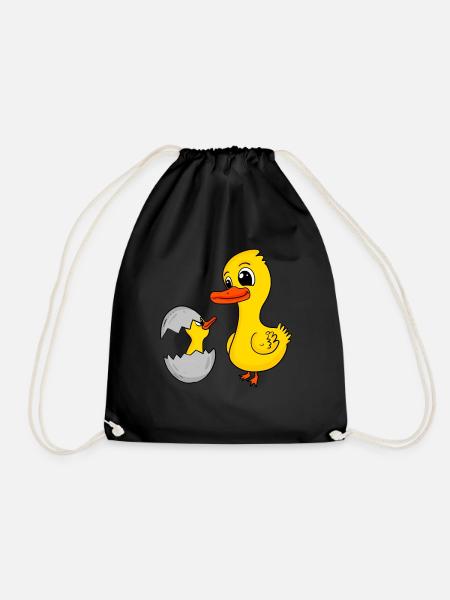 Duck with baby duck - Drawstring Bag - black