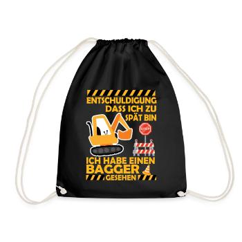 Ich habe einen Bagger gesehen Kinder Baustelle - Turnbeutel - Schwarz - Vorne