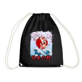 Japanischer Koi Karpfen angler - Turnbeutel - Schwarz - Vorne