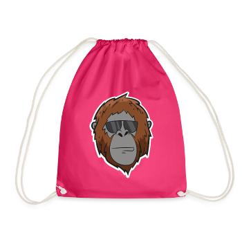 Orangutan - head with sunglasses - Drawstring Bag - fuchsia - Front