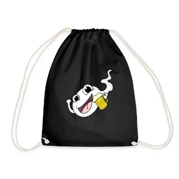 Sperm with beer - Drawstring Bag - black - Front