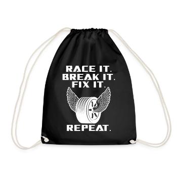 Race It Break It Fix It Rennsport - Turnbeutel - Schwarz - Vorne