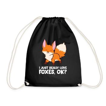Fox - I just really like foxes, ok? - Drawstring Bag - black - Front