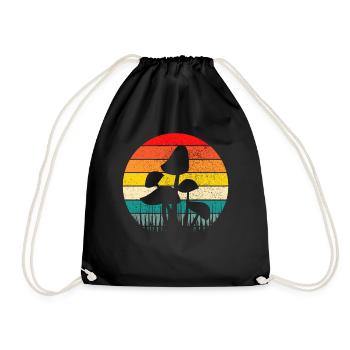 Retro Pilze Sammeln Suchen Pilzsammler Pilzsucher - Turnbeutel - Schwarz - Vorne