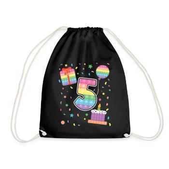 Pop It 5ème anniversaire Fille Garçons Fidget - Sac de sport léger - noir - Devant