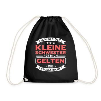 Schwester Kleine Schwester Geschwister Geschenk - Turnbeutel - Schwarz - Vorne