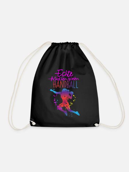 Echte Mädchen spielen Handball Handballspielerin - Turnbeutel - Schwarz