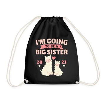 I will be a big sister 2023 Big Sis 2 - Drawstring Bag - black - Front