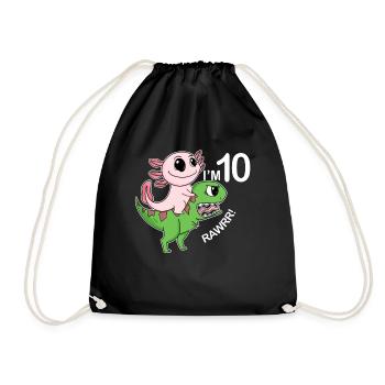 10th Birthday Motif - 10 Years Gift - Drawstring Bag - black - Front