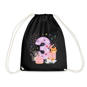 3. Geburtstag Mädchen Katzen Outfit 3 Jahr alt - Turnbeutel - Schwarz - Vorne