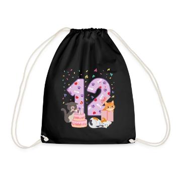 12ème anniversaire Girl Cats Outfit 12 ans - Sac de sport léger - noir - Devant