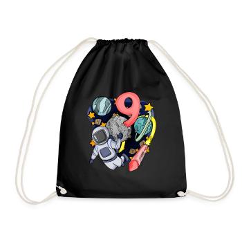 9 birthday boy - 9 years old - I am 9 - Drawstring Bag - black - Front