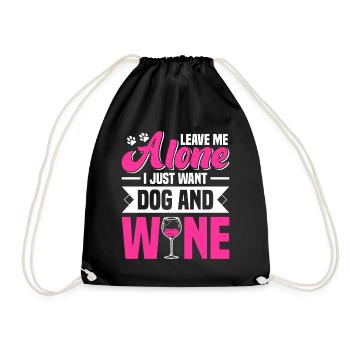 Hundeliebhaber Hunde Wein Geschenk - Turnbeutel - Schwarz - Vorne
