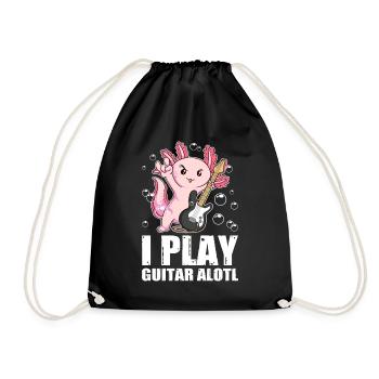 Kawaii Axolotl Pun I Play Guitar Alotl Gitarre Ges - Turnbeutel - Schwarz - Vorne