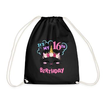 16ème anniversaire Fille Tenue Licorne Chat - Sac de sport léger - noir - Devant
