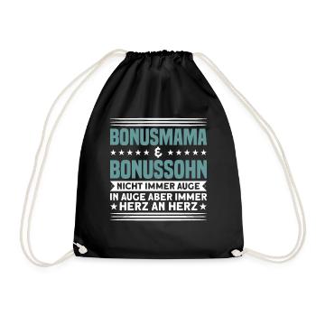 Bonus Sohn Familie Stiefsohn Geschenk - Turnbeutel - Schwarz - Vorne