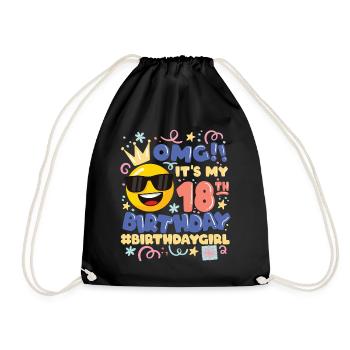Omg! es ist mein 18. Geburtstag Mädchen Emoticon - Turnbeutel - Schwarz - Vorne