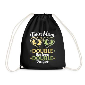 Twin Mom Double Love Double The Fun Pregnant Two B - Turnbeutel - Schwarz - Vorne