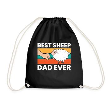 Best Sheep Dad Ever Cute Sheep - Drawstring Bag - black - Front