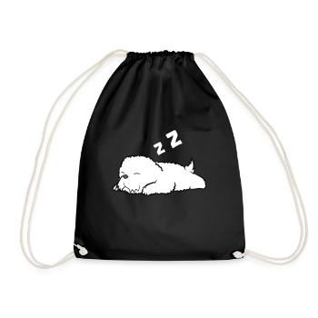Mignon Bichon Frise Endormi Chien - Sac de sport léger - noir - Devant