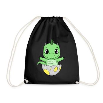Baby Birth Egg Dino Birth - Drawstring Bag - black - Front
