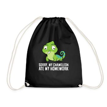 Sorry My Chameleon Ate My Homework - Drawstring Bag - black - Front