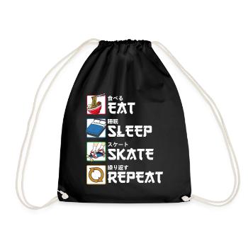 Eat Sleep Skate Répéter le cadeau esthétique japonais - Sac de sport léger - noir - Devant