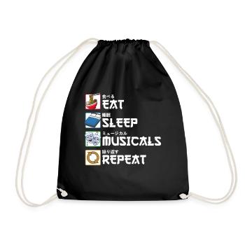 Eat Sleep Musicals Repeat Theater Mask Gift - Drawstring Bag - black - Front