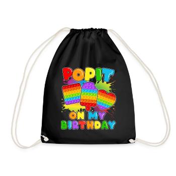Pop it On My Birthday Fidget Sensory Pop - Drawstring Bag - black - Front