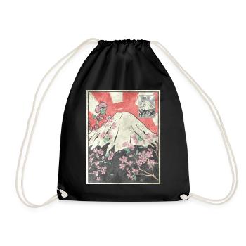 Mt Fuji Cherry Blossom Japanese Aesthetic Taste - Drawstring Bag - black - Front