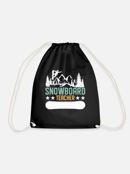 Snowboarder Snowboarding Snowboard - Drawstring Bag - black