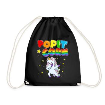 Pop It Corn Licorne douce enchanteresse - Sac de sport léger - noir - Devant