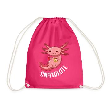 Snaxolotl Snacks Axolotl - Drawstring Bag - fuchsia - Front