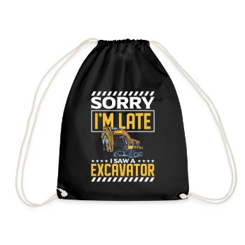 Construction vehicle worker excavator - Drawstring Bag - black - Front