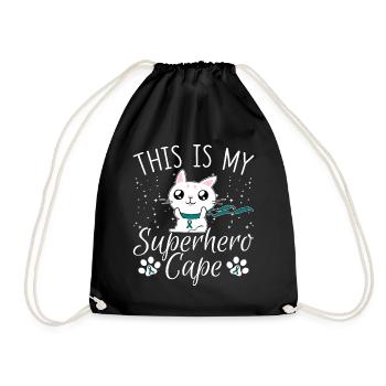 Ovarian Cancer Cat This is My Superhero Umhan - Drawstring Bag - black - Front