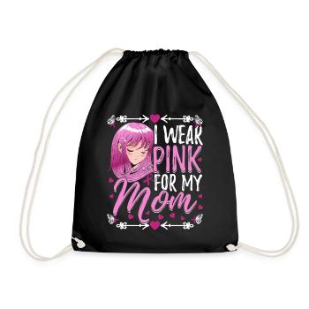 Breast cancer I wear pink for my mother Anime G - Drawstring Bag - black - Front