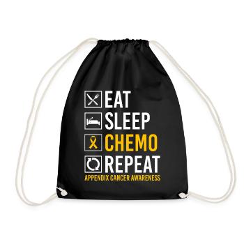 Appendix Cancer Eating Sleep Chemo Repeat Gesc - Drawstring Bag - black - Front