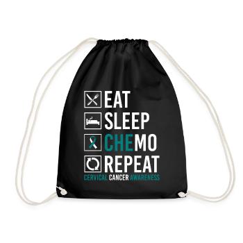 Cervical Cancer Eating Sleep Chemo Wiederho - Drawstring Bag - black - Front