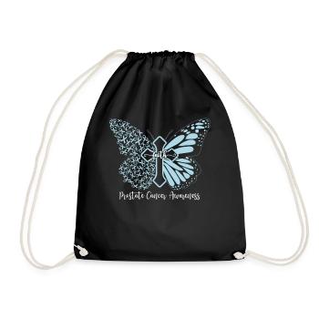Prostate Cancer Faith Butterfly Cross Gift - Drawstring Bag - black - Front