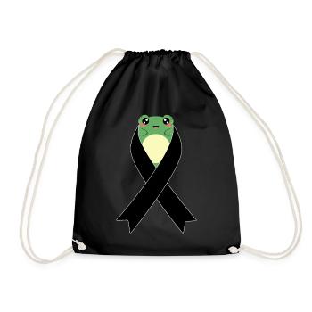 Skin Cancer Awareness Kawaii Frog Gift - Drawstring Bag - black - Front