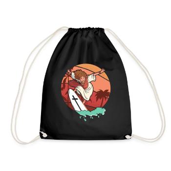 Surfen Jesus Christus Surfer Surfbrett Christ - Turnbeutel - Schwarz - Vorne