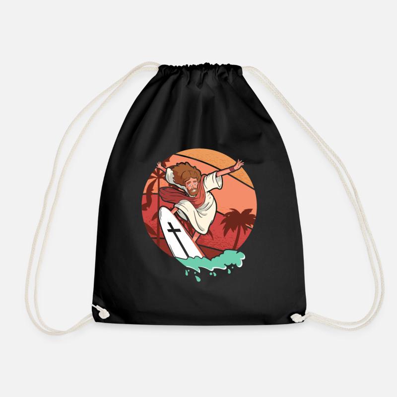 Surfen Jesus Christus Surfer Surfbrett Christ - Turnbeutel - Schwarz