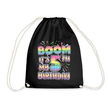Boom It's My 5th Birthday Popper Zahl Pop It - Turnbeutel - Schwarz - Vorne