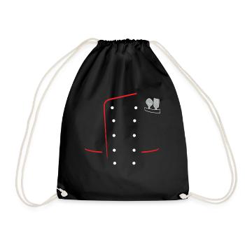 Koch - Kochjacke mit Löffel und Kabel - Turnbeutel - Schwarz - Vorne