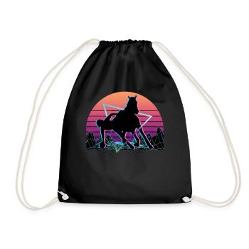 Horseball Vaporwave Aesthetic Retro - Drawstring Bag - black - Front