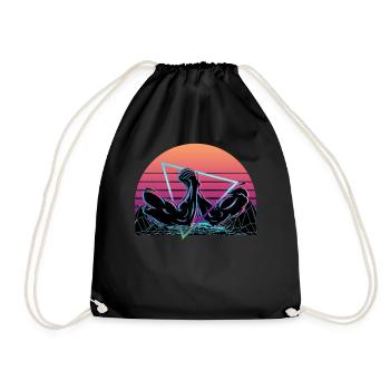 Arm Wrestling Vaporwave Aesthetic Retro - Drawstring Bag - black - Front