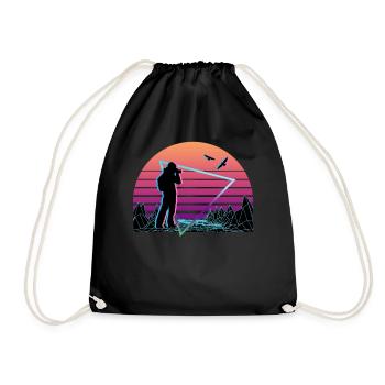 Birdwatcher Birdwatching Vaporwave Aesthetic - Drawstring Bag - black - Front