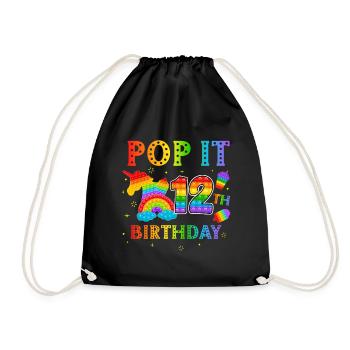 Pop It 12e anniversaire 12 fête pour les filles Pop It - Sac de sport léger - noir - Devant